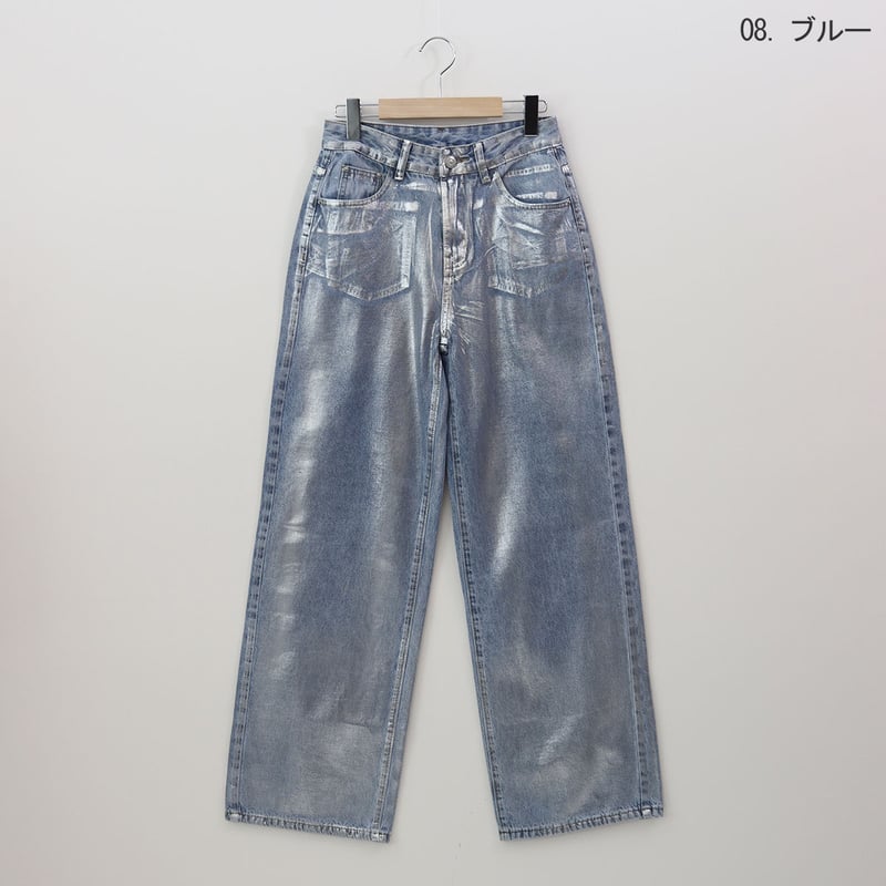 メタリックコーティングデニムパンツ[22037046]vivid | natural mist