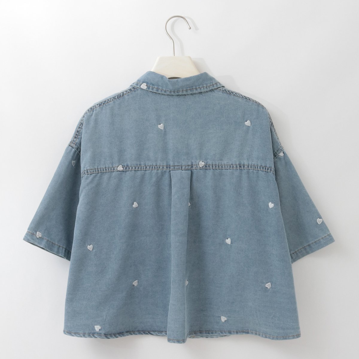 ハート刺繍デニムショートシャツ [14953442]&Noel | natural mist