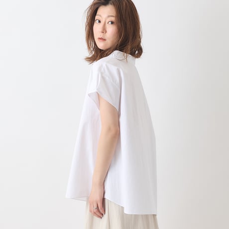 スタンドカラーフレンチ袖ブラウス[41711193]natural mist