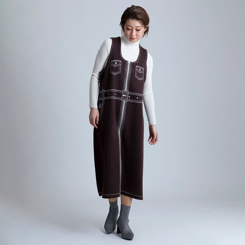 フェイクアートニットワンピース[22036130]vivid | natural mist C