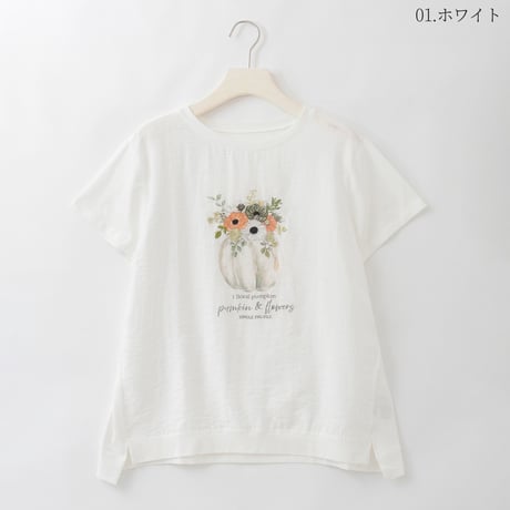 フラワーパンプキンプリント刺繍デザインTシャツ

[22011543]natural mist