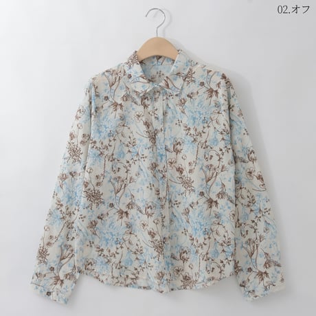 【洗える/日本製】バイカラーフラワープリントシャツ

[71213739]natural mist