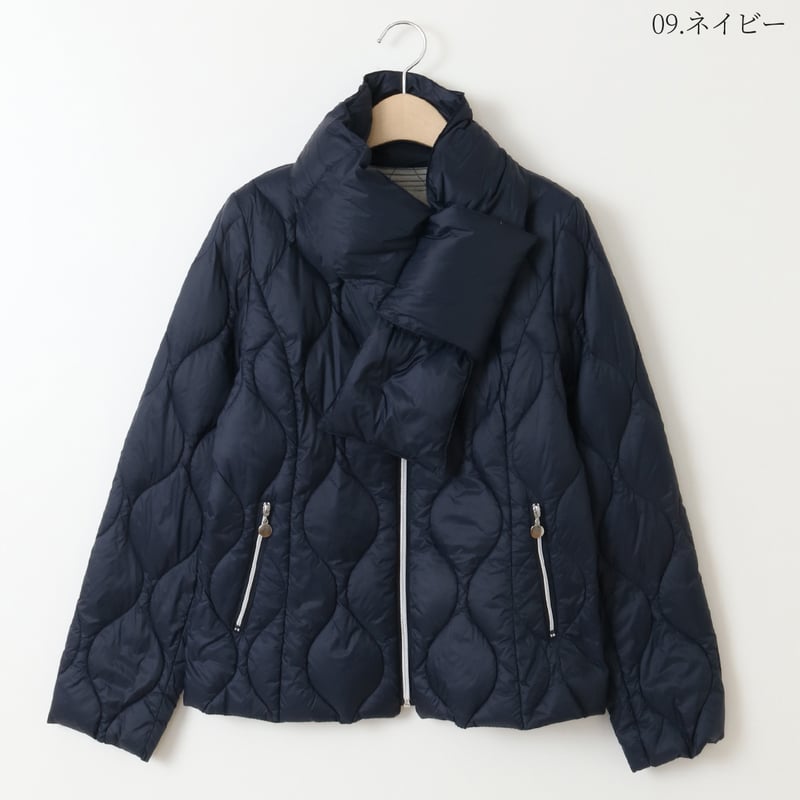 マフラー付きパファーノーカラージャケット[61714180]natural mist | na