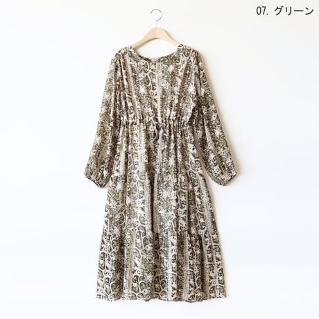 ペイズリーパターンシフォンワンピース[41416353]natural mist