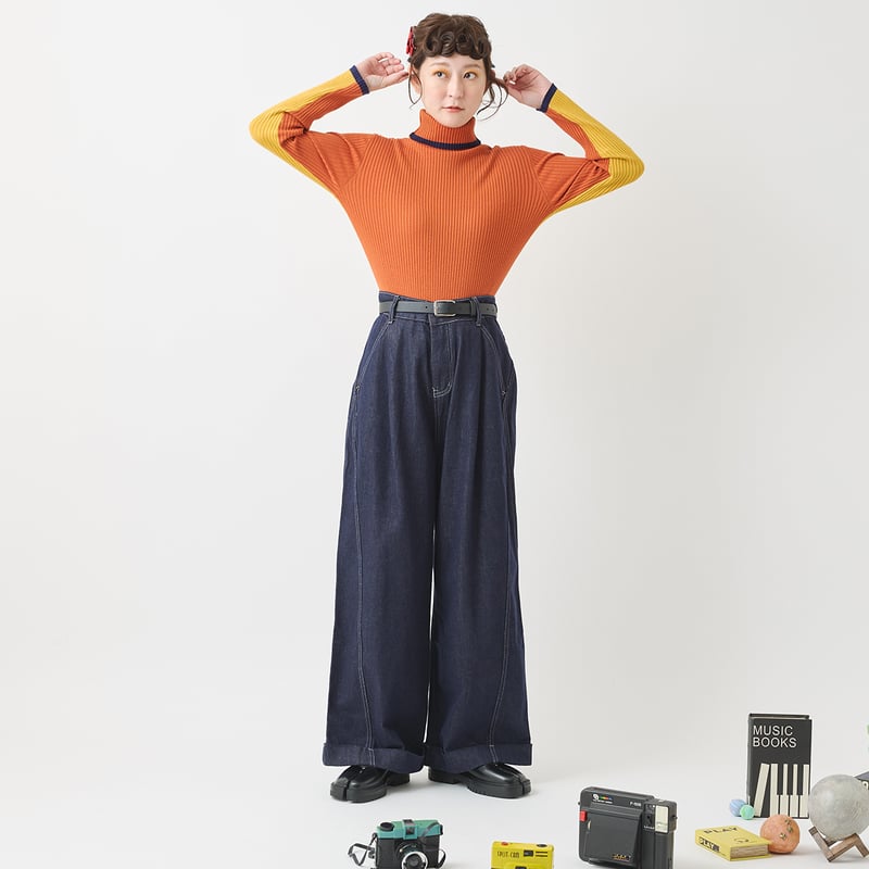 配色ステッチワイドパンツ[22037086]vivid | natural mist Class