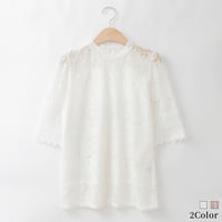 カットワークレースハイネックブラウス

[14953416]&Noel