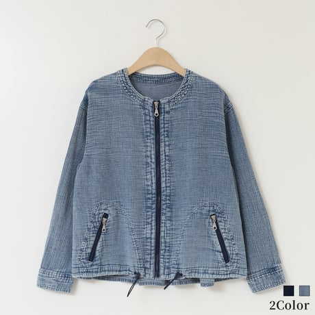 【洗える】デニムライクジップアップジャケット[71214247]natural mist