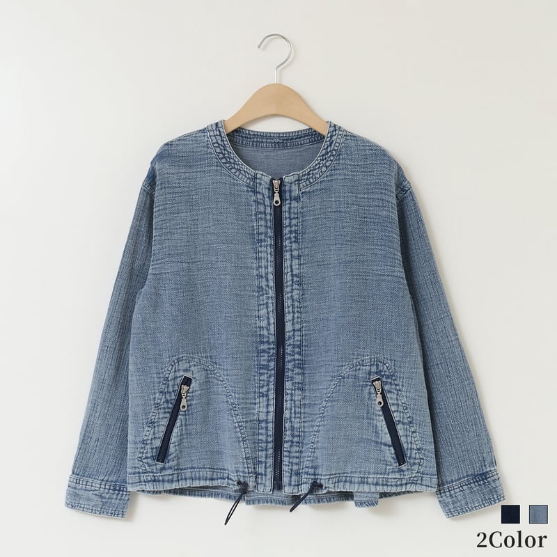 洗える】デニムライクジップアップジャケット[71214247]natural mist |  
