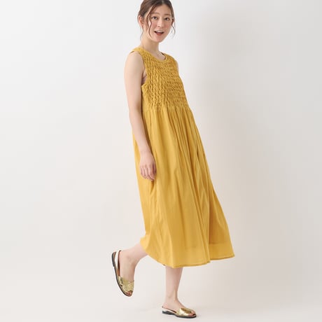 立体タックノースリーブワンピース[61716250]natural mist