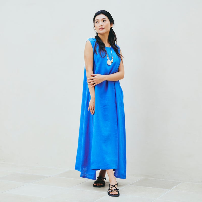 マルボン ノースリーブワンピース スポーティ＆フェミニン⛳爽やか美品✨ マルボン ノースリーブワンピース スポーティ＆フェミニン