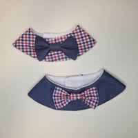 チェック×デニム襟