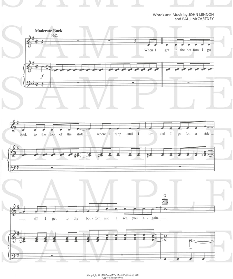 ビートルズバンド楽譜 00307095】ザ・ビートルズ：ロック・バンド＜ピアノ・ヴォーカル