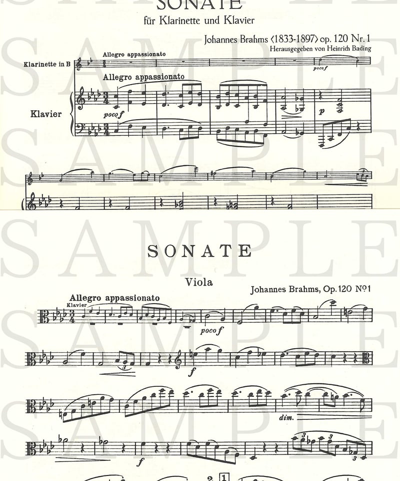 EP3896】J. ブラームス：2つのクラリネット・ソナタ Op. 120＜ヴィオラ