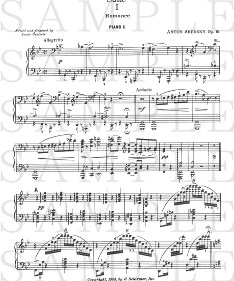 【50258540】アレンスキー：組曲 第1番 Op. 15＜ピアノ連弾 (2台4手)＞