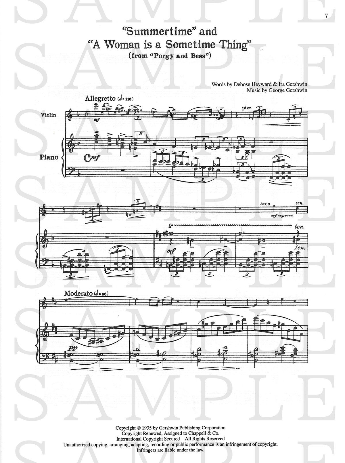 00660123】ガーシュウィン：ポギーとベス＜ヴァイオリン