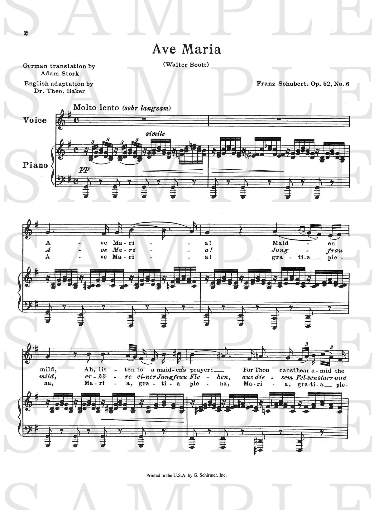 50273820】シューベルト：アヴェ・マリア＜声楽 (低声 & ピアノ