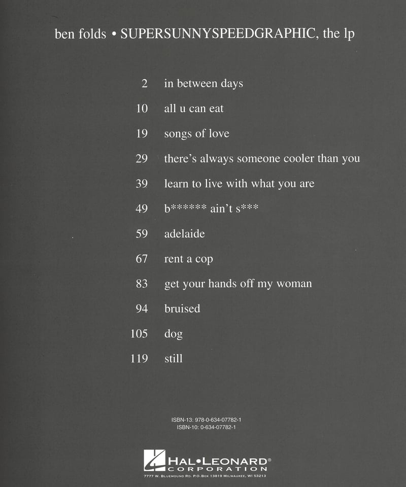 00-36448】ベン・フォールズ・ファイブ：スーパー・サニー・スピード