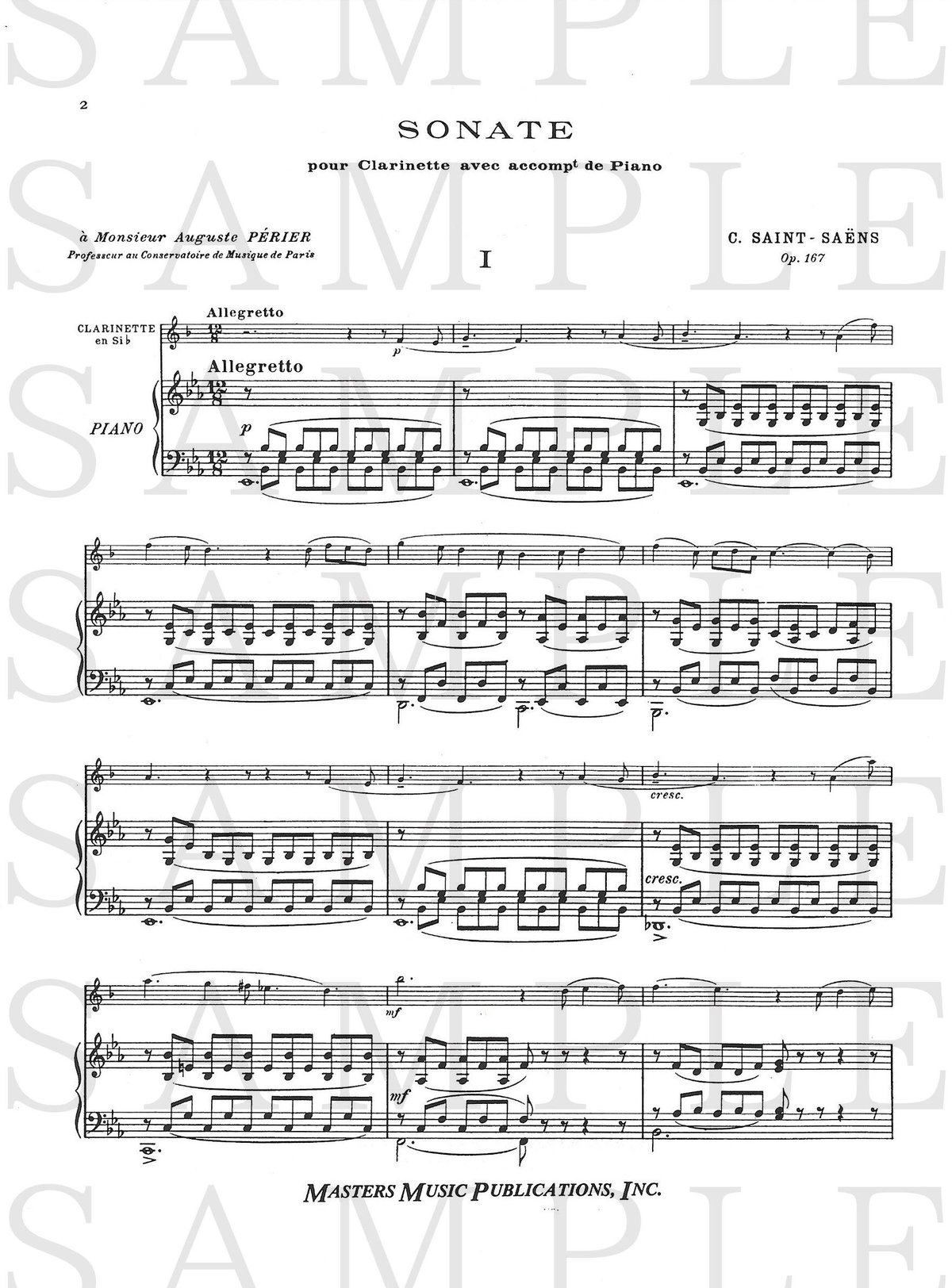 M271991】サン＝サーンス：クラリネット・ソナタ Op. 167