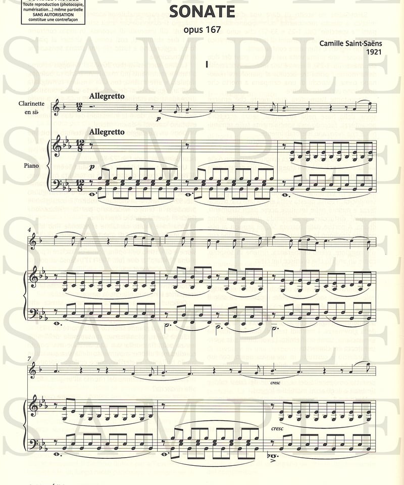 DF01658400】サン＝サーンス：クラリネット・ソナタ Op. 167
