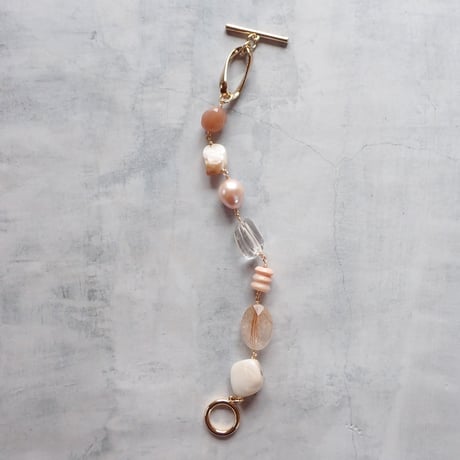 Mix Stones Bracelet  Pink beige B16