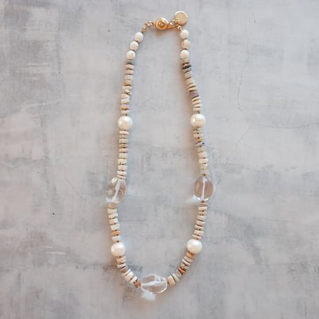 Crystal QTZ × Opal × Pearl Necklace - N52