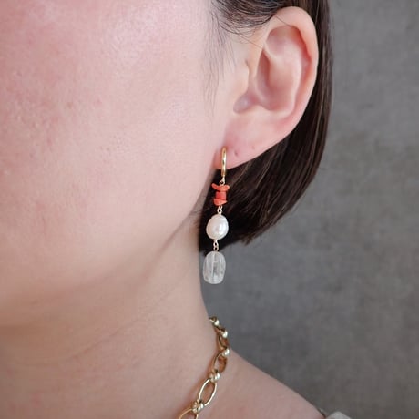 rutile Quartz × coral − E227
