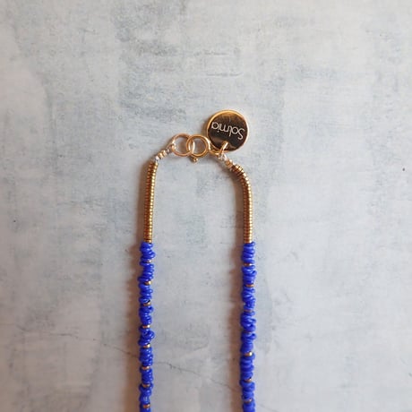 （1点もの）Blue beads × Pearl 14kgf Necklace PN02
