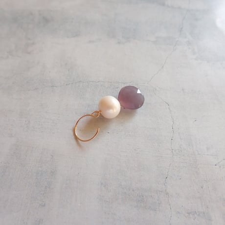Pearl×Chalcedony Combi Earring E83