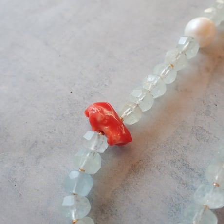 Aquamarine × Mix stones Necklace - N58