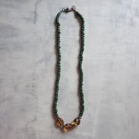 Dark Green Beads × Bear Qtz Medium Long NC N31