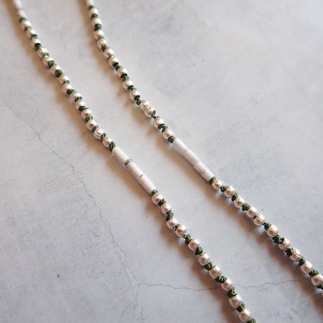 Silver Beads Silk knot NC Green×Beer quartz N25