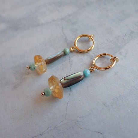 blue opal × abalone shell - E204