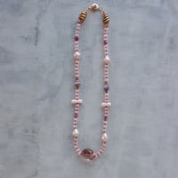 Morganite × red knot necklace - N92