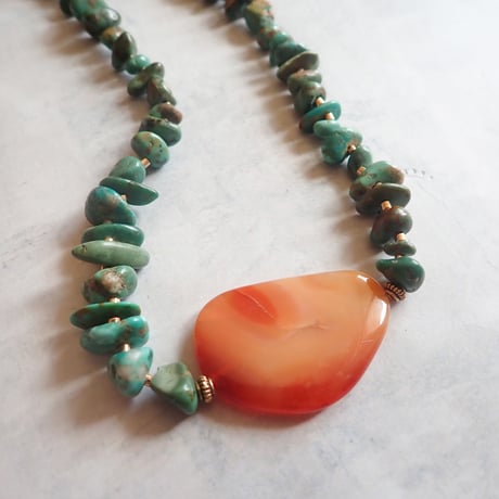 （1点もの）Turquoise × Carnelian Necklace N27