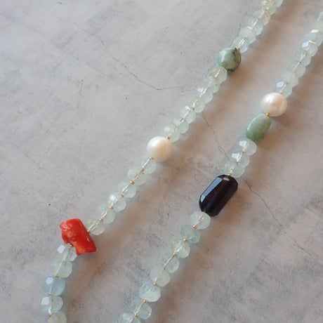 Aquamarine × Mix stones Necklace - N58