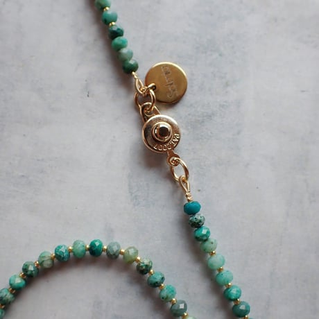 Roman glass × Chrysocolla necklace- N98