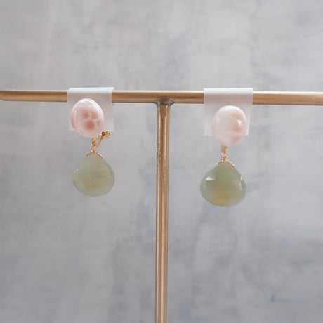 Thomsonite × Cat's Eye Quartz Earring- E196
