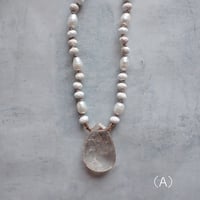 white magnesite × rutilated quartz necklace - N97