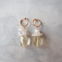 （再販）Lemon Quartz × Flat Pearl Earring- E156
