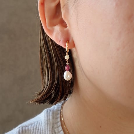 color stone × FWP earring ✴︎pink✴︎- E201