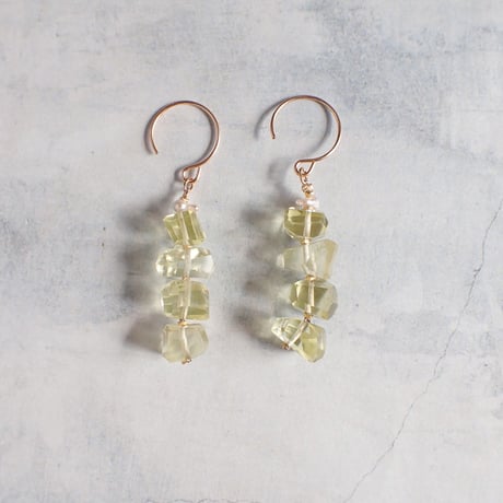 Tumble cut stones Earring - LemonQtz - E101