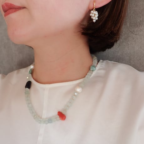 Aquamarine × Mix stones Necklace - N58
