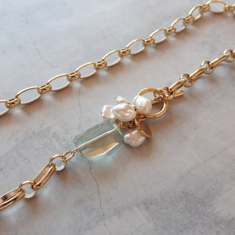 Short Chain NC -Green amethyst×Pearl- N57