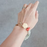 Flower carved beads Bracelet - Lemon qtz - B13