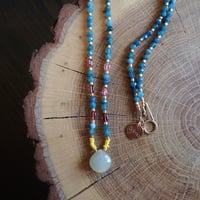 Cats eye Qyz × Blue Apatite Necklace N29