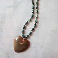 GR Shell beads × Heart horn 14kgf Necklace PN12
