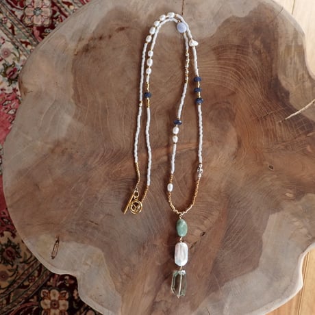 Triple stone -Green-  Pendant Necklace - N45