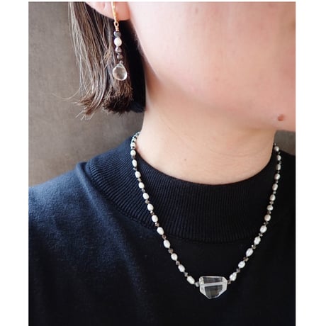 Green Amethyst× Pyrite earring - E191