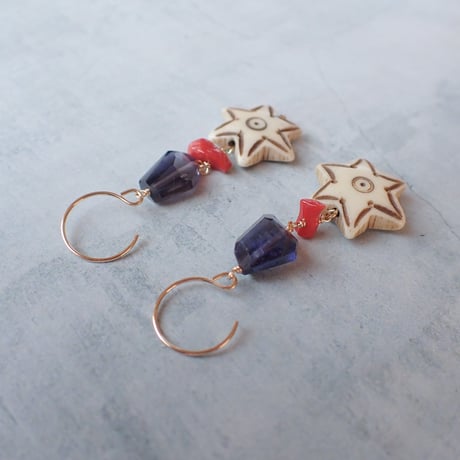 ☆bone beads × Iolite− E221