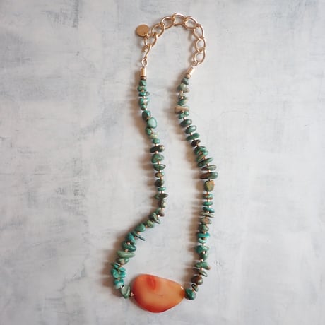 （1点もの）Turquoise × Carnelian Necklace N27